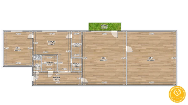 Priestranný 3-izbový 72m2 byt v tehle s výbornou dostupnosťou – Lučenec, Opatová